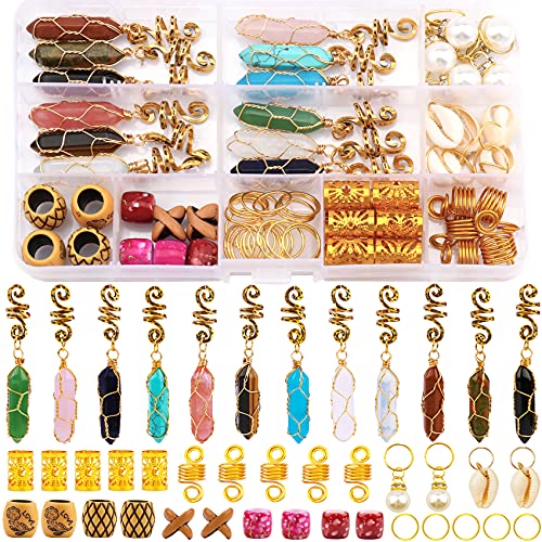 Handmade Crystal Wire Wrapped Hair Charms Gold