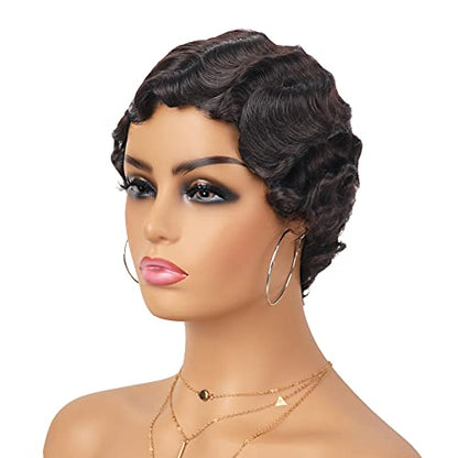Finger Wave 20s Style Short Curly Synthetic Wig