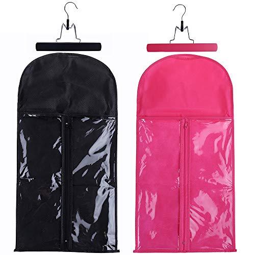 2 pack hair extension storage bags with wooden hangers.Hair Plus ME.