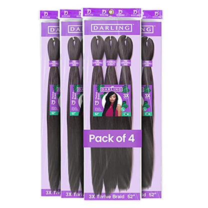 (4 Packs), 100% Kanekalon Hair, 3X per Pack, 52 Inch. Hair Plus ME. *Affordable*