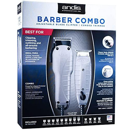 Andis Barber Combo-Powerful High-speed adjustable clipper blade & T-Outliner T-blade trimmer  - Hair Plus ME