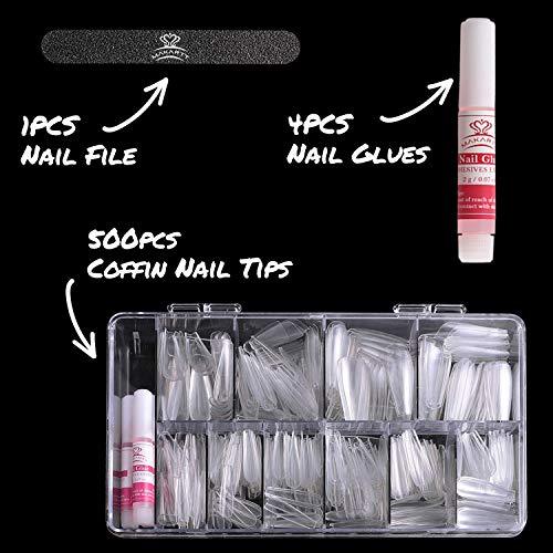Coffin & Ballerina Nail Tips Kit 500pc - Hair Plus ME