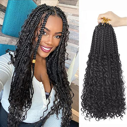 Goddess Box Braids Crochet Hair With Curly Ends 8 Packs in 1 - Hair Plus ME