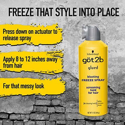 GOT 2B Glued Blasting Freeze Spray, 12 Ounce (Pack of 2) - Hair Plus ME
