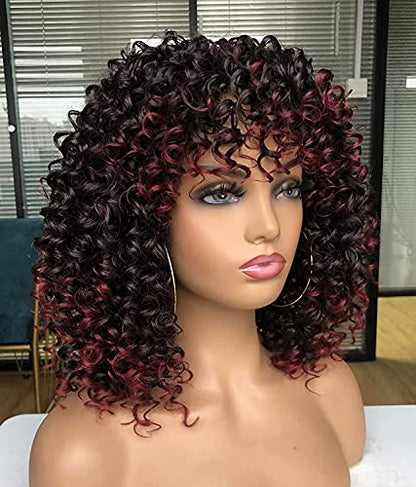Hair Plus ME Kinky Curly Wig with Bangs. Perfect on the go style. Ready to wear out the box. 