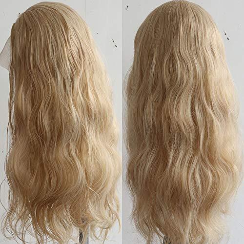 Long Natural Curly T-Part Lace Front Wig Gloden Blonde, Left Part, Glueless, Heat Resistant Wig - Hair Plus ME