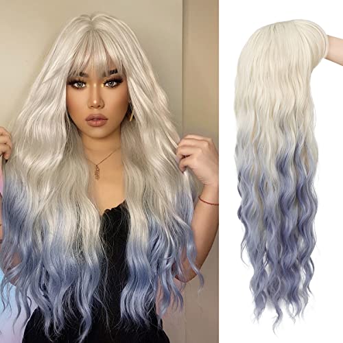 Long Wavy Colored Wigs with Bangs - Hair Plus ME
