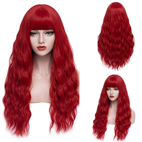 Long Wavy Colored Wigs with Bangs - Hair Plus ME