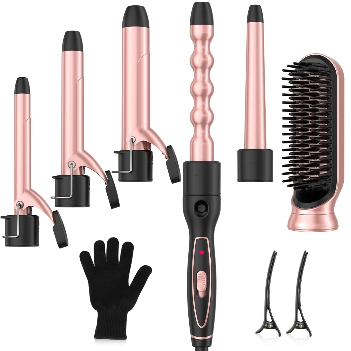 Professional 6 in 1 Curling Wand with Hair Straightener Brush - Hair Plus ME
