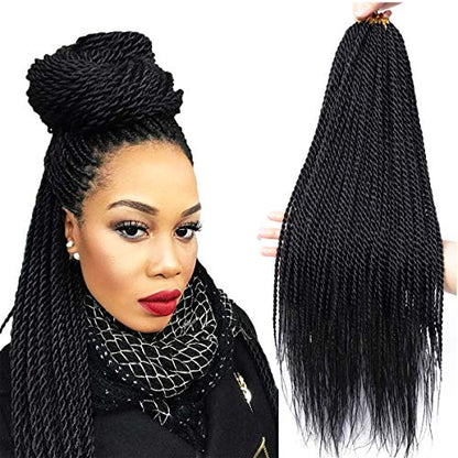 Senegalese Twist Crochet Hair Extensions 8Packs 34~35 Stands/Pack (22 Inch, 1B) - Hair Plus ME
