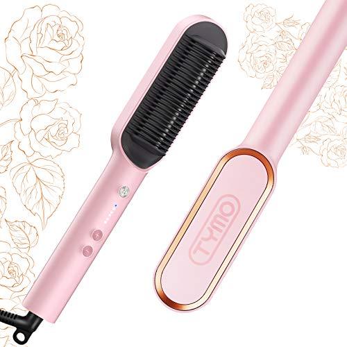 TYMO Ring Pink Hair Straightener Brush – Hair Straightening Iron with Built-in Comb - Hair Plus ME